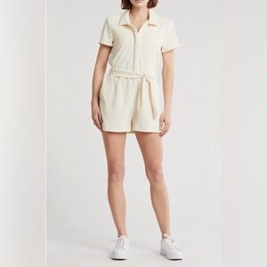 Beyond Yoga Tropez Tie Waist Terry Romper Sz M